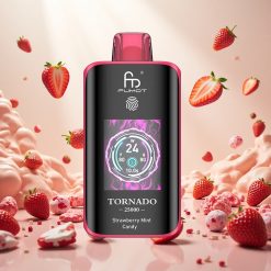 Fumot Tornado 25000 Puffs Oppladbar E-sigarett med Jordbær Mynte Godteri og HD Skjerm