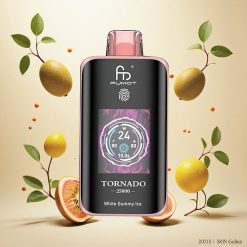 Fumot Tornado 25000 Puffs Oppladbar E-sigarett med Kiwi Pasjonsfrukt Guava – HD-skjerm, 20ml Fylt E-væske