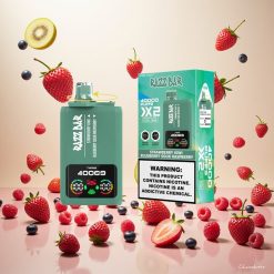 Razz Bar 40000 Puffs Engangs Vape JORDBAER KIWI_BLÅBÆR SUR BRINGEBÆR med Skjermvisning