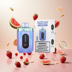 Razz Bar 50K Puffs Disposable Vape Jordbær Vannmelon Tyggegummi med 2% Nikotin og 650 Mah Batteri