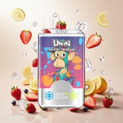 UWIN Crystal Twins 40000 Puffs Oppladbar Disposable Vape Jordbær Kiwi Is (850mAh, Type-C)