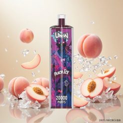 Uwin Shisha Hookah Crystal 20000 Puff Fersken Is Nicotinfri 0% 22ml Kapasitet Type-C Lading